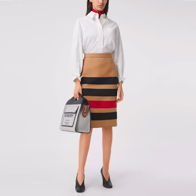 (W) Burberry Rok Panjang Kasual Jalur Perang Tanah. 80364281 Shop (W) Burberry Rok Panjang Kasual Jalur Perang Tanah. 80364281