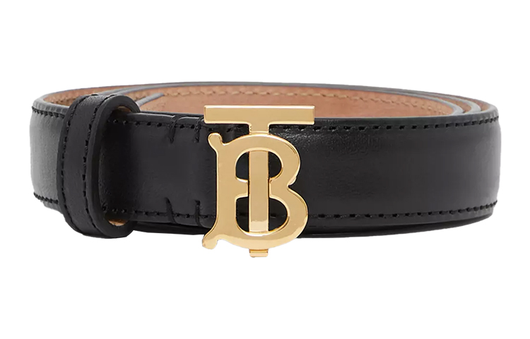 (Women) Burberry TB Monogram Leather Belt Black/Light Gold, 2cm Wide 80234391 圖 3