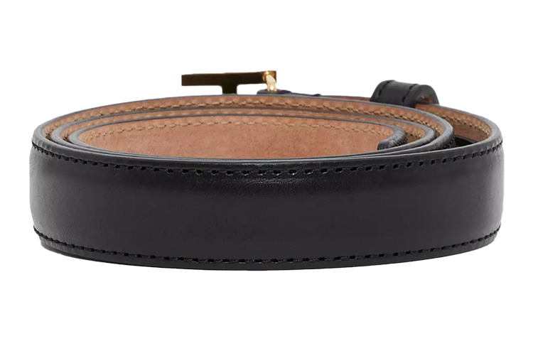 (Women) Burberry TB Monogram Leather Belt Black/Light Gold, 2cm Wide 80234391 圖 4