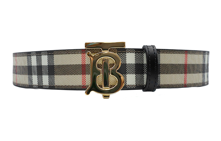 (Women) Burberry TB Monogram Leather Belt for Women - Fashionable Casual Style 3cm Width 80524821