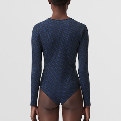 (Women) Burberry TB Monogram Print Stretch V-Neck Bodysuit Deep Royal Blue. 80488671 Shop (Women) Burberry TB Monogram Print Stretch V-Neck Bodysuit Deep Royal Blue. 80488671