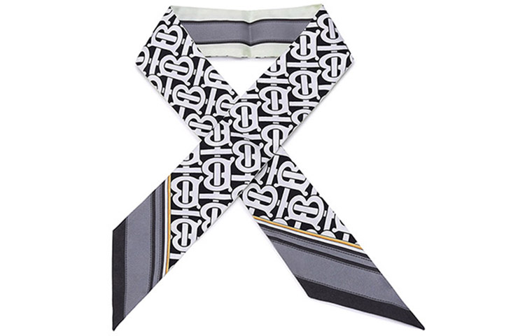 (Women) Burberry TB Monogram Silk Narrow Scarf for Women - Black & White. 80426291 圖 2