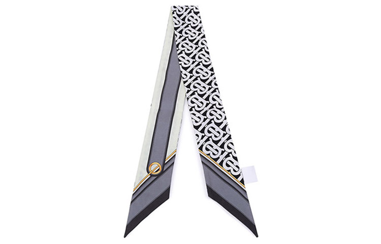(Women) Burberry TB Monogram Silk Narrow Scarf for Women - Black & White. 80426291 圖 3