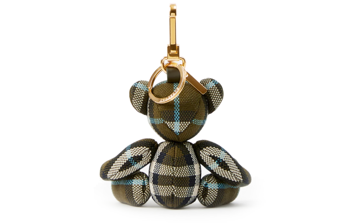 Shop (Women) Burberry Thomas Teddy Bear Keychain Olive Green with Metal Accents for Women 80742901