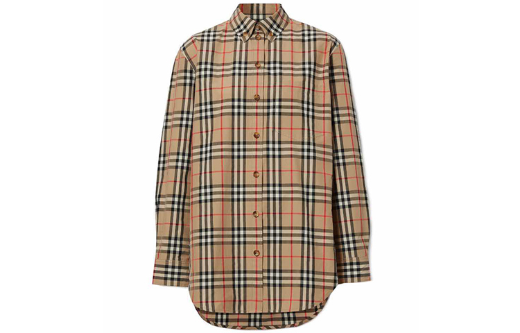 (Women) Burberry Trench Beige Check Long Sleeve Shirt with Collar Details 80227971 圖 2