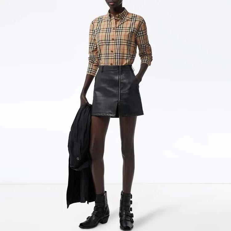 (Women) Burberry Trench Beige Check Long Sleeve Shirt with Collar Details 80227971 圖 4