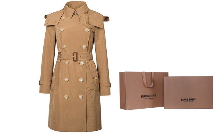 (Women) Burberry Trench Coat, Removable Hood, Slim-Fit, Khaki Beige 80061121 圖 7