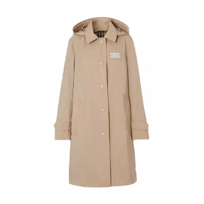 (Women) Burberry Trench Coat Double-Breasted Beige Long Sleeve Logo Collar 80227321