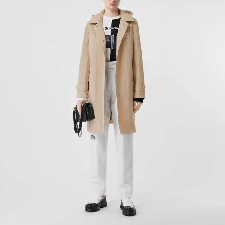 (Women) Burberry Trench Coat Double-Breasted Beige Long Sleeve Logo Collar 80227321 圖 5