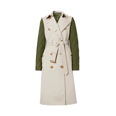 (Women) Burberry Trench Coat Double-Breasted Belted Mid-Length, Beige 80325951