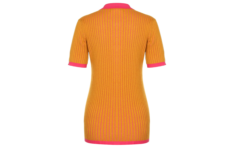 (Women) Burberry Two-Tone Cashmere Short Sleeve Polo Shirt Yellow 80014831 圖 3