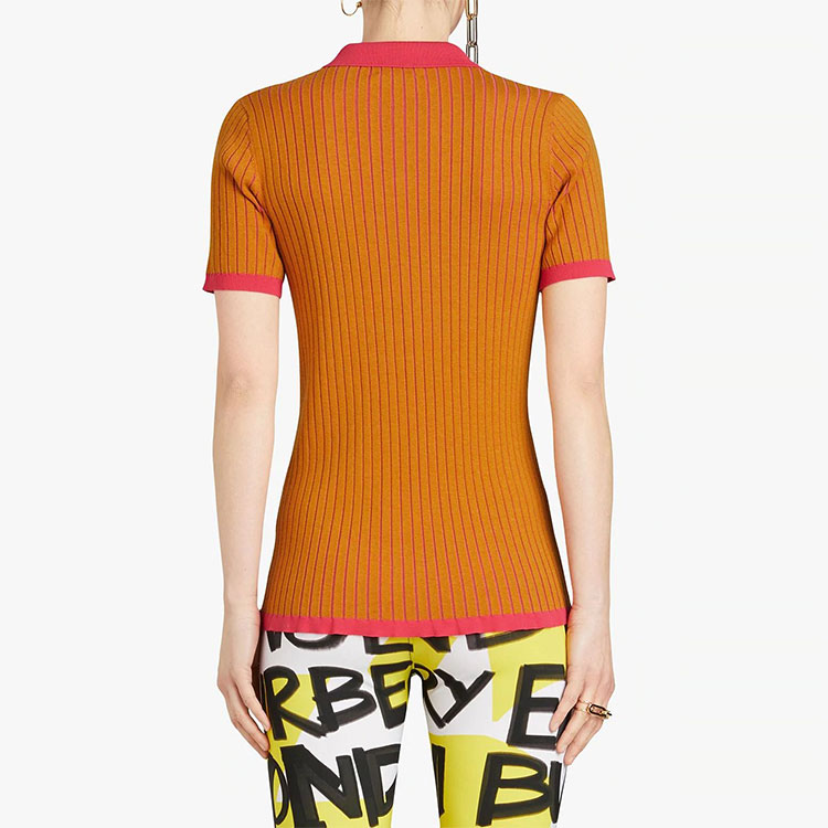 (Women) Burberry Two-Tone Cashmere Short Sleeve Polo Shirt Yellow 80014831 圖 6