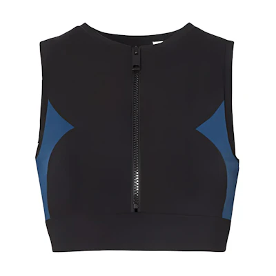 (Women) Burberry Two-Tone Stretch Crop Sports Top Black 80391891