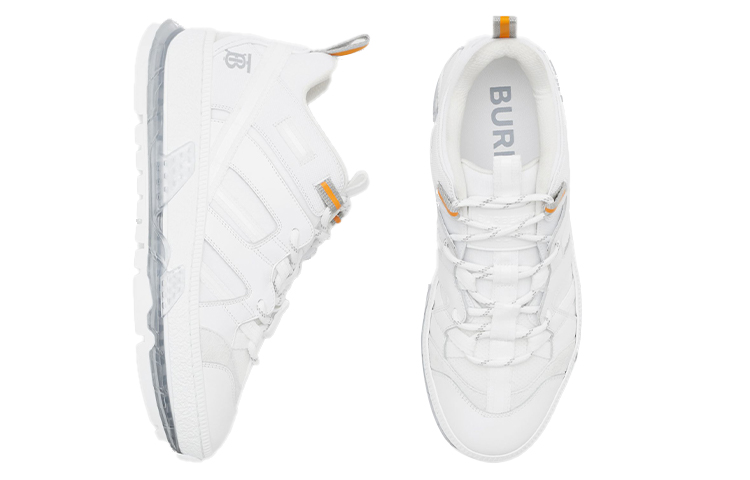 Lookbook 博柏利 Union 尼龙拼皮革 女款低帮運動鞋 白色