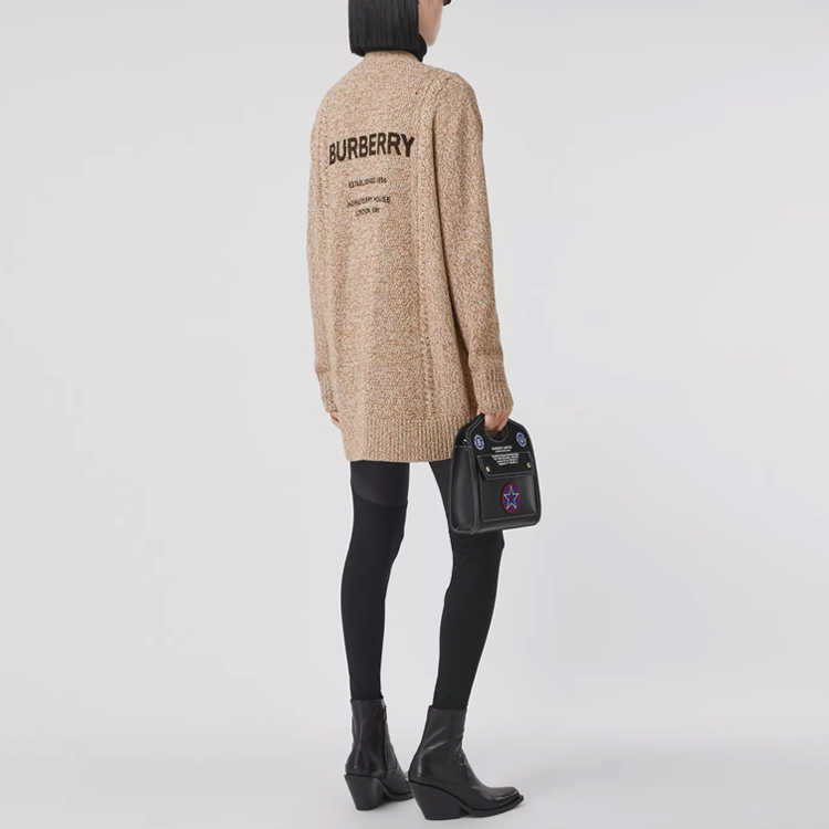 Shop (Women) Burberry V-Neck Long Sleeve Loose Fit Knit Cardigan Beige. 80433671