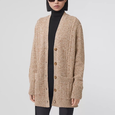 (Women) Burberry V-Neck Long Sleeve Loose Fit Knit Cardigan Beige. 80433671 Purchase (Women) Burberry V-Neck Long Sleeve Loose Fit Knit Cardigan Beige. 80433671