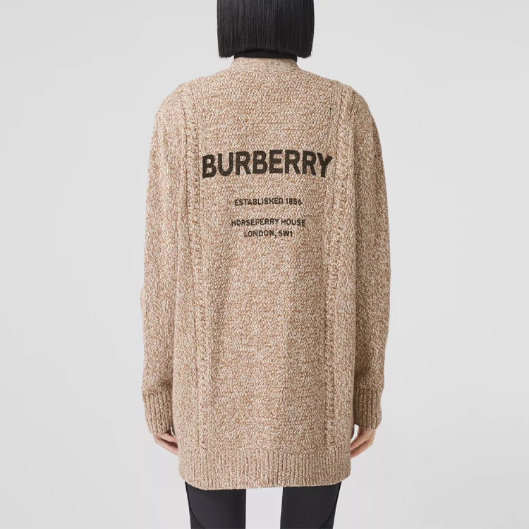 Details for (Women) Burberry V-Neck Long Sleeve Loose Fit Knit Cardigan Beige. 80433671