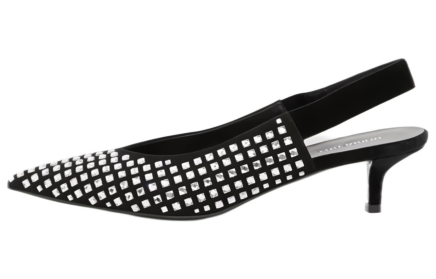 (Women) Burberry Velvet Crystal-Embellished Pointed Toe Slingback Pumps 'Black' 80612581