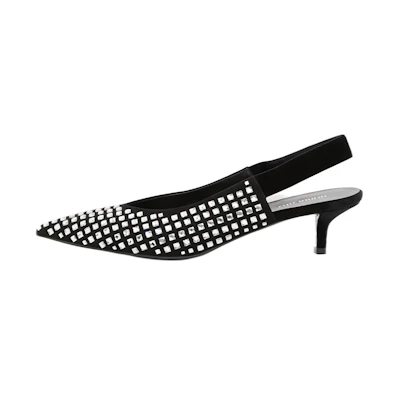 (W) Burberry Velvet Crystal-Embellished Pointed Toe Slingback Pumps 'Black'