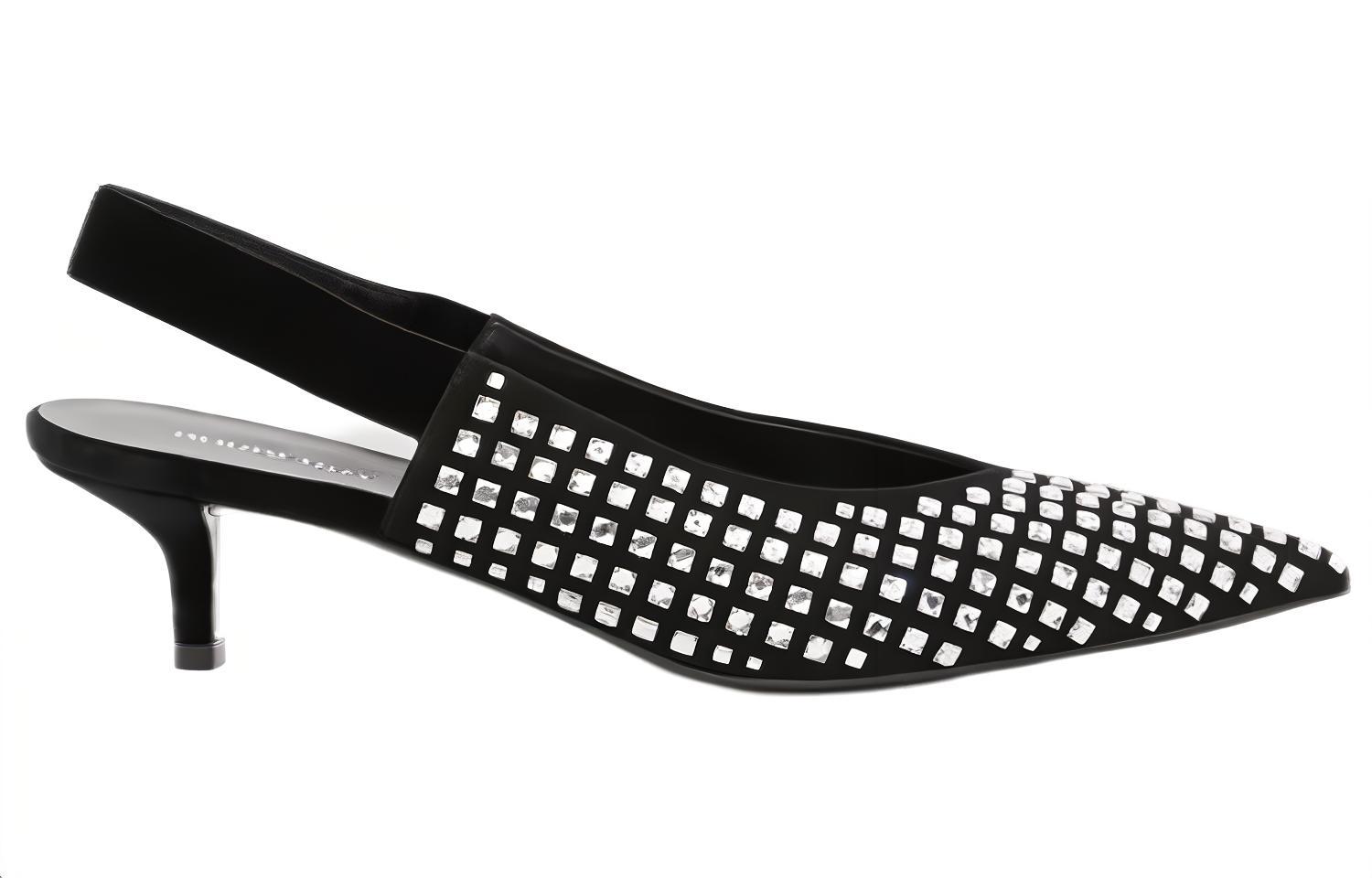 (W) Burberry Velvet Crystal-Embellished Pointed Toe Slingback Pumps 'Black' 圖 2