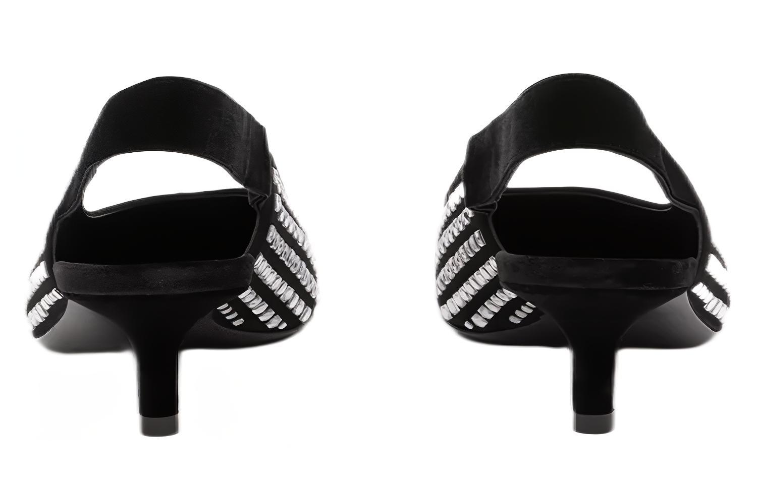 (W) Burberry Velvet Crystal-Embellished Pointed Toe Slingback Pumps 'Black' 圖 4