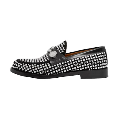 (W) Burberry Velvet Flats with Faux Crystal Embellishments 'Black'