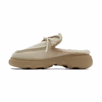 (W) Burberry Velvet Slip-On Slippers 'Clay White'