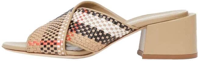 (Women) Burberry Vintage 'Beige Check Block Heel' 80274301 (Women) Burberry Vintage 'Beige Check Block Heel' 80274301