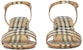 (W) Sandal Burberry Vintage Calfskin Beige 'Corak Kotak Tumit Blok' 80460401