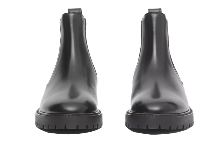 (W) Burberry Vintage Check-Detail Leather Chelsea Boot 'Black' 圖 3