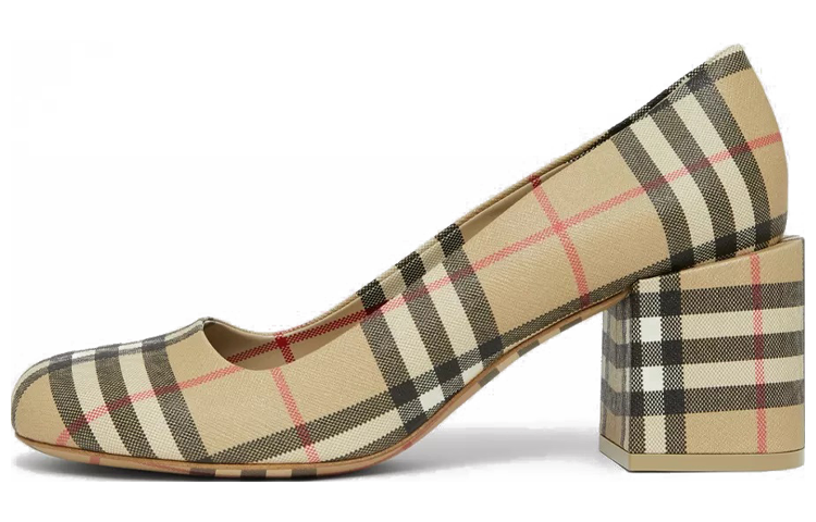 (W) Burberry Vintage Check 'Beige Chunky Heel'