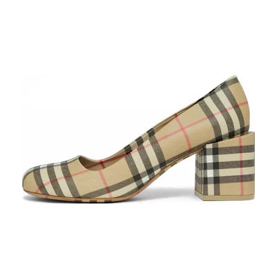(W) Burberry Vintage Check 'Beige Chunky Heel'