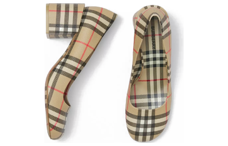 (W) Burberry Vintage Check 'Beige Chunky Heel' 圖 4