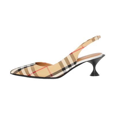 (W) Burberry Vintage Check 'Beige Kitten Heel'