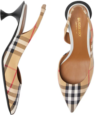 (W) Burberry Sepatu Heels Motif Kotak Vintage Beige 80109641 Order (W) Burberry Sepatu Heels Motif Kotak Vintage Beige 80109641