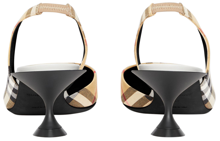 Shop Burberry博柏利 復古 格紋 細跟 高筒鞋 5.5cm 女款 米色