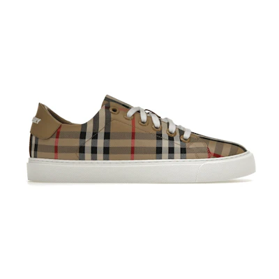(W) Burberry Vintage Check and Leather Sneakers Archive Beige Check Toe