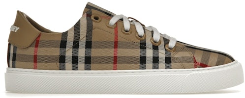 (Women) Burberry Vintage Check and Leather Sneakers Archive Beige Check Toe 8049777/80497771 (Women) Burberry Vintage Check and Leather Sneakers Archive Beige Check Toe 8049777/80497771