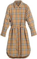 (Women) Burberry Vintage Check Belted Shirt Dress Women in Classic Yellow 40734551 (Women) Burberry Vintage Check Belted Shirt Dress Women in Classic Yellow 40734551