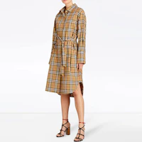 Lookbook (W) Burberry 經典黃復古格紋腰帶襯衫洋裝 女款 40734551