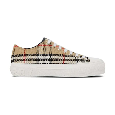 (W) Burberry Vintage Check Boucle Low-Top Sneakers Beige