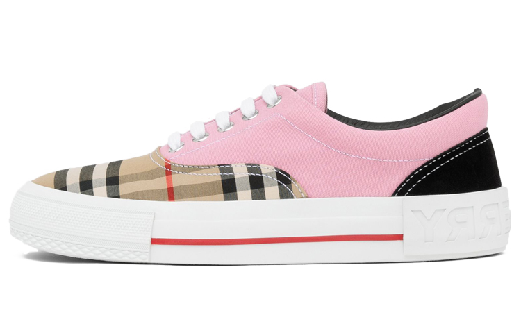 (W) Burberry Vintage Check Canvas and Suede Sneakers 'Beige Grid'