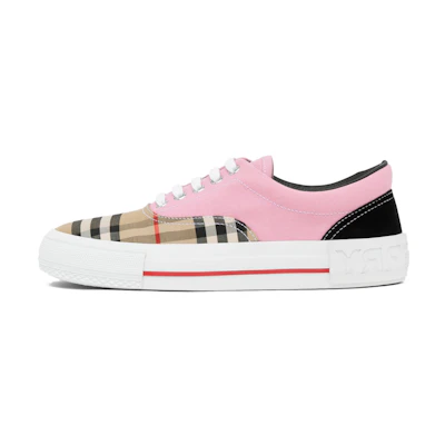 (W) Burberry Vintage Check Canvas and Suede Sneakers 'Beige Grid'