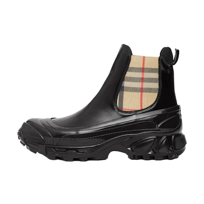 (W) Burberry Vintage Check Canvas Chunky Sole Chelsea Boot 'Black'