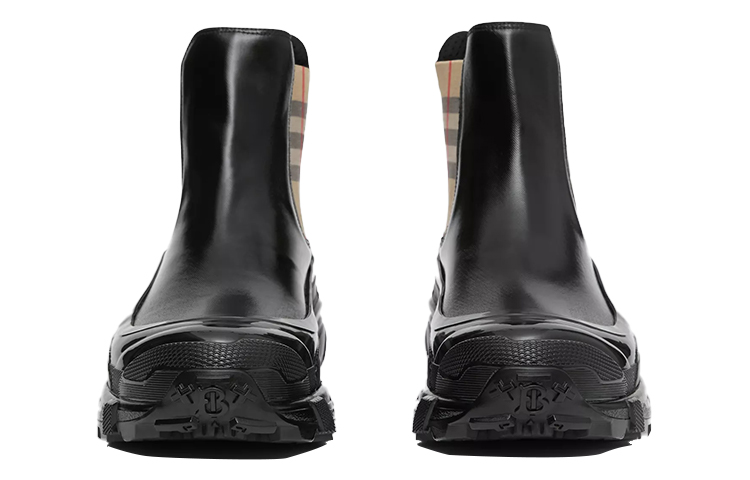 (W) Burberry Vintage Check Canvas Chunky Sole Chelsea Boot 'Black' 圖 4