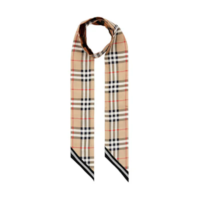 (Women) Burberry Vintage Check Cashmere Silk Scarf Beige Fashion Accessory. 8028950