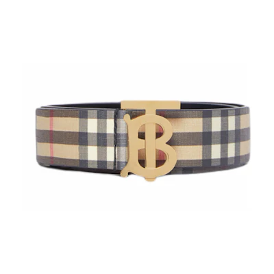 (Women) Burberry Vintage Check Eco Canvas Leather Belt for Women 3.5cm Wide. 80465461