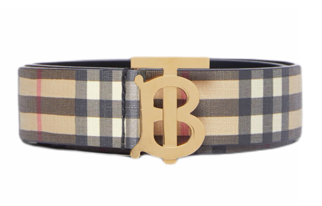 Order (W) Tali Pinggang Wanita Burberry Vintage Check Eco Canvas Kulit Lebar 3.5cm. 80465461