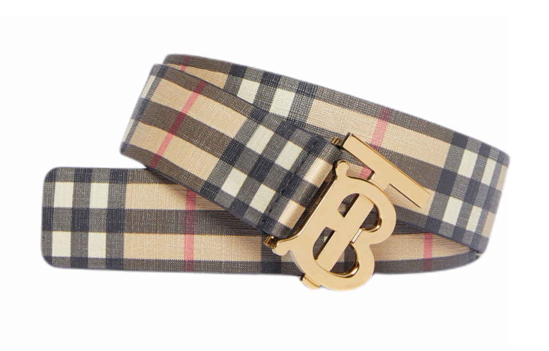 Lookbook (W) Tali Pinggang Wanita Burberry Vintage Check Eco Canvas Kulit Lebar 3.5cm. 80465461