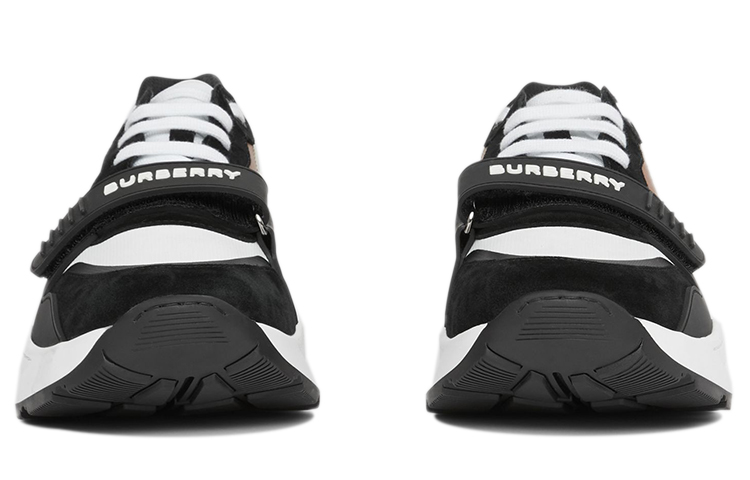 (W) Burberry Vintage Check Leather and Suede Sneakers 'Black Brown' 圖 3